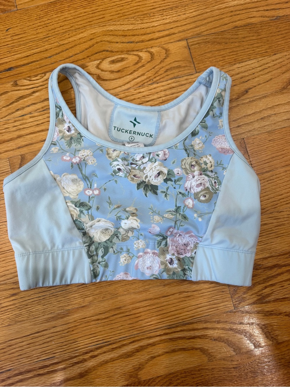 Tuckernuck Sport Heirloom Blue Floral Sports Bra Size Small
